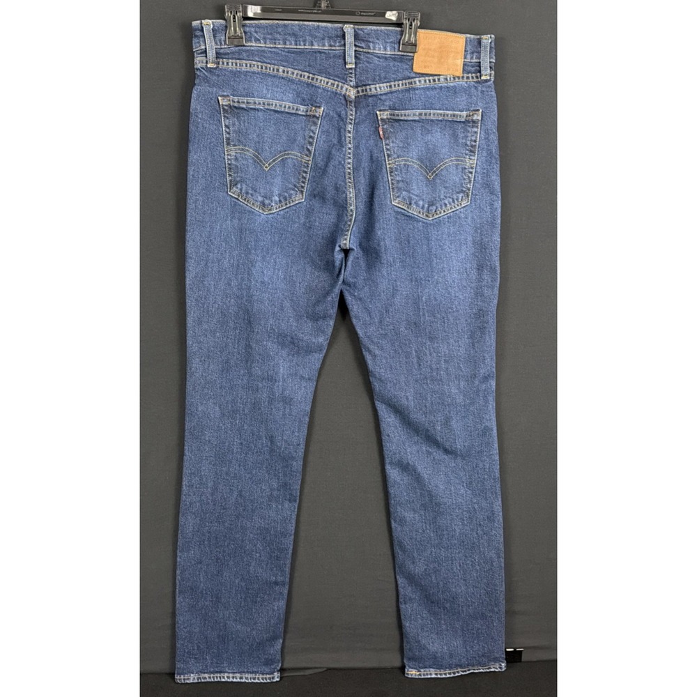Levi Premium 511 SLIM FIT DARK WASH BLUE STRETCH Leather Patch Big E 36/34 - Picture 3 of 11